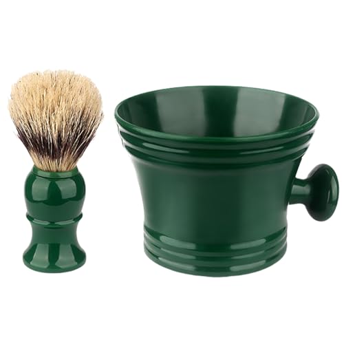 Juego de 2 brochas de afeitar con cuenco de jabón para hombres, fácil de hacer espuma, se adapta a padres y maridos