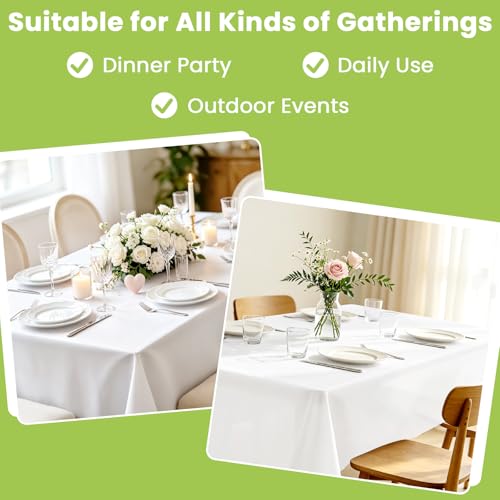 Image of Mulbozy 4 Pcs White Plastic Tablecloth Disposable, 54 x108 Inch