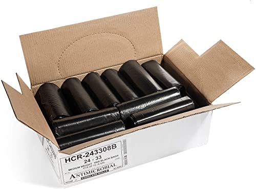 Image of Aluf Plastics 12-16 Gallon Black Trash Bags (1000 Count) - 24 inch x 33 inch - 8 Micron Equivalent High Density Value Garbage Bags for Bathroom,Recycling(1 Pallet of 100 Cases, 100000 Bags Total)