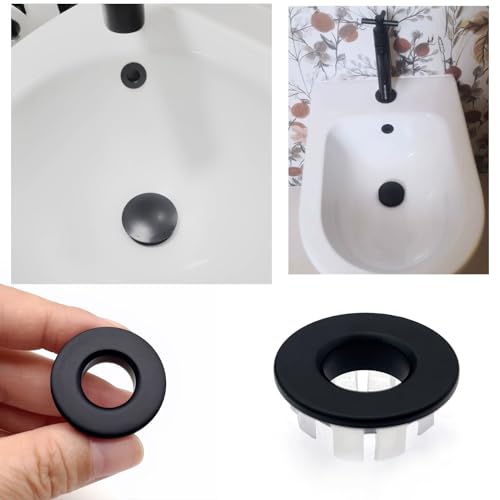 JZK 2X Anneau de trop-Plein en cuivre plaqué Noir Mat pour évier de Salle de Bain, trop-Plein pour évier de Cuisine et Salle de Bain – vue 2