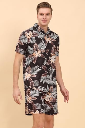 Image of Mens Printed Casual Shirts and Shorts Set Button Down Co-ord Set