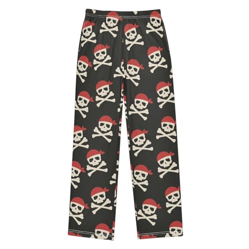 ZZXXB Pirate Skull Boys Long Pants Soft Trousers Elastic Waist Kids Lounge Bottoms with Pockets S-XL