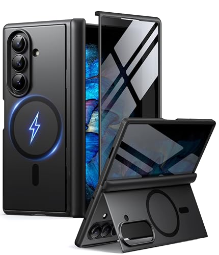 BERFY for Samsung Galaxy Z Fold 7 Case with Privacy Screen Protector, [Compatible with MagSafe][Anti Spy] Built-in Hidden Kickstand, Full-Body Shockproof Slim Phone Case for Z Fold 7, Black