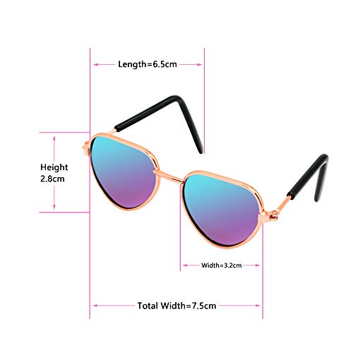 YAODHAOD Pet Sunglasses Classic Retro Circular Metal Prince Sunglasses Funny Cute Puppy Cat Teacher Bachelor Cosplay… - Image 3