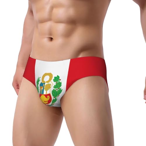 Flag of Peru Men's briefs with U-shaped three-dimensional design, free support and elastic waist.2