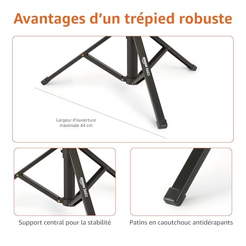 Amazon Basics Trépied pour iPhones extensible jusqu’à 162 cm avec fonctions perche à selfie et trépied, noir – Image 5