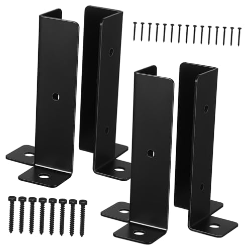 Kit 4 pièces base fixation robuste et support poteau clôture fer noir
