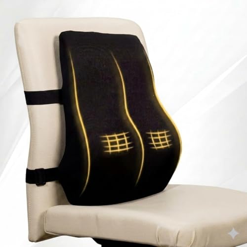 Image of Queen Size Back Support for Office Chair Lumbar Support Pillow for Office Chair for Back Pain, Car Seat, Memory Foam (Removable Cover)