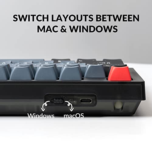 Image of Keychron V6 Wired Custom Mechanical Keyboard, Full-Size QMK /VIA Programmable Macro with Hot-swappable Keychron K Pro Red Switch Compatible with Mac Windows Linux (Frosted Black-Translucent)