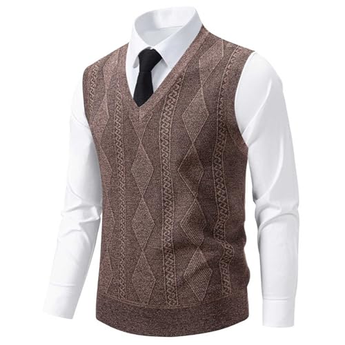 Rhombus Patterned Sweater Vest Sleeveless for Men Fall Winter V Neck Knitted Thick Warm Sweaters Classic Knitwear3