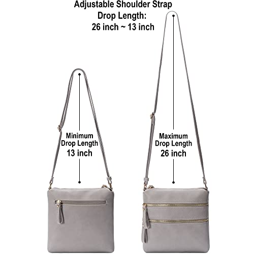 Image of Solene Small Multi Zipper Pocket Crossbody Bag with Adjustable Strap, Lightweight Travel Purse, Daily Small Messenger Pouch