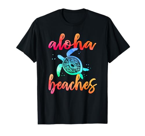 Acuarela Aloha Playas Tortuga Camisa Hawaiin Sea Turtles Camiseta