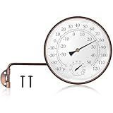 Outdoor Thermometer and Humidity Gauge, 6 Inch Antique Copper Weatherproof Greenhouse Thermometer with Brass Swivel, No Batteries for Patio, Garage, Wall or Window Mount