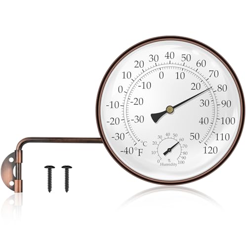 Outdoor Thermometer and Humidity Gauge, 6 Inch Antique Copper Weatherproof