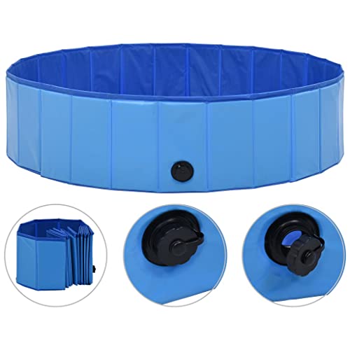 vidaXL Piscina para Perros Bañera para Mascotas Animales Baño Barreño Bañar Mascotas Plegable PVC Azul 120x30 cm