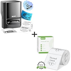 Nelko PM220 Bluetooth Etikettendrucker Komplettset mit 150 Etikettenband 50x50mm Tragbarer Thermodrucker für Büro Kleidung Logos inkl PC und Telefon Software
