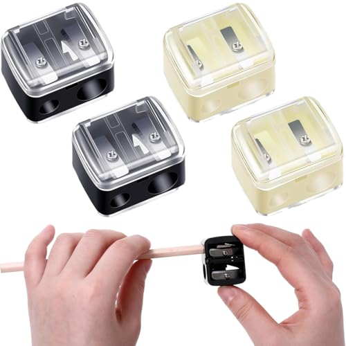 COYUN 4 Pezzi Temperamatite di Bellezza, Temperino Matita Occhi, Temperino Doppio per Matite Cosmetiche,temperino matita labbra, Temperamatite Trucco, Temperino Trucco, Nero+Beige