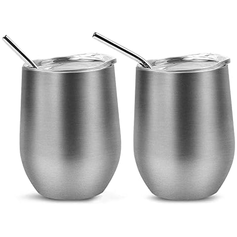 Set of 2 Insulated Stainless Steel Wine Cups Cover