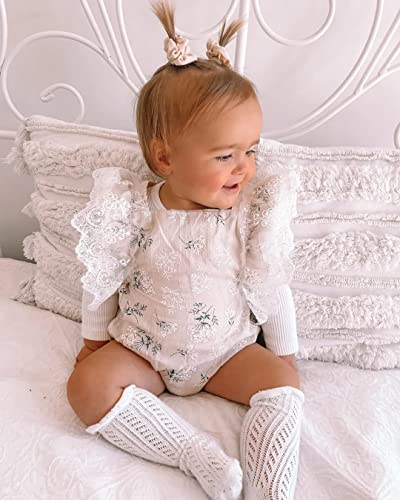 Newborn Baby Girls Lace Ruffle Sleeveless Romper Bodysuit Floral One-piece Jumpsuit Outfit2