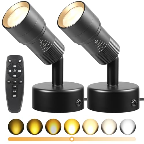 Image of 2Pack Spot Lights Indoor 8 to 60 Zoomable Focus Head Uplighting Indoor with Timer and Remote Stepless Adjustable Color Temperature and Dimmable Accent Up Lights for Plant Artwork Pictures