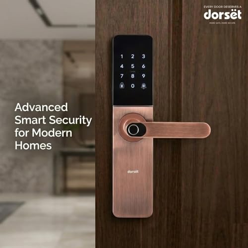 Image of Dorset DG 102 Mortise Digital Door Lock with Fingerprint, Password, RFID & Key Access | Anti-Theft Password & Intrusion Detection | Auto & Manual Locking Modes | 3-Year Warranty, Copper Finish