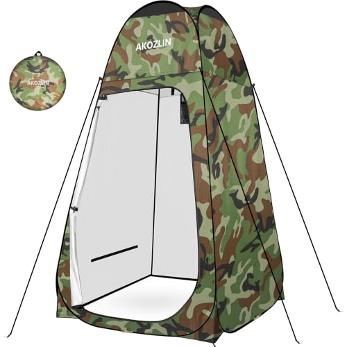 Image of AKOZLIN Portable Pop Up Shower Privacy Shelters Instant Tent Dressing Changing Outdoor Camping Toilet Tent Camouflage Green