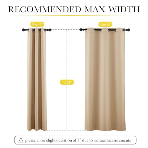 Image of NICETOWN Bedroom Full Blackout Curtain Panels, Super Thick Insulated Grommet Cold Reducing Drapes, Double-Layer Blackout Draperies for Small Window (Set of 2 Pcs, 42 by 63-inch, Warm Beige)