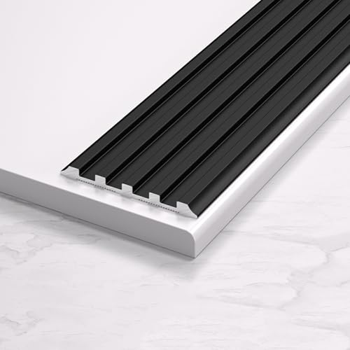 Protector de aluminio antideslizante para escaleras, borde duradero con respaldo adhesivo, fácil de instalar, perfil resistente al óxido para escaleras interiores