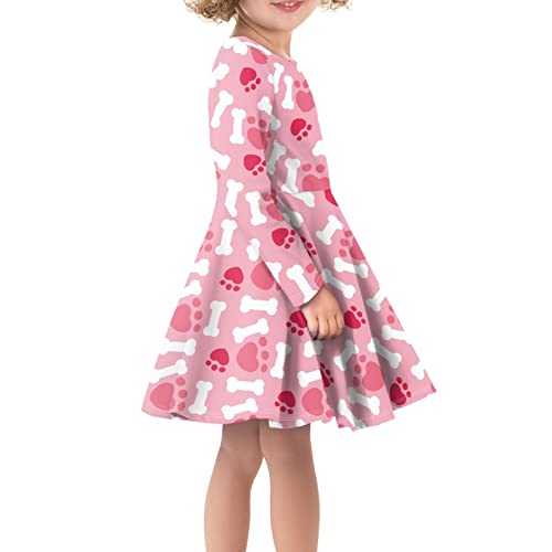Girls Cute Long Sleeve Midi Dress for Party Casual Daily Polka Dot Print T Shirt Dress3