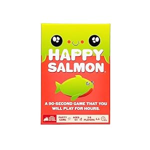 Exploding Kittens Presents Happy Salmon – Card Games for Adults, Teens and Kids, Funny Family Games – 3-8 Players, Ages 6+ – Quick Party Game with 90-Second Rounds, Easy to Learn Matching Card Game