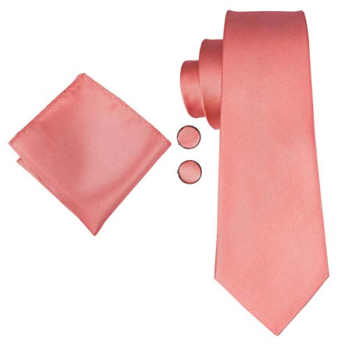 Image of Dubulle Mens Paisley Floral Silk Tie for Men Striped Necktie and Pocket Square Cufflinks Set Wedding Business