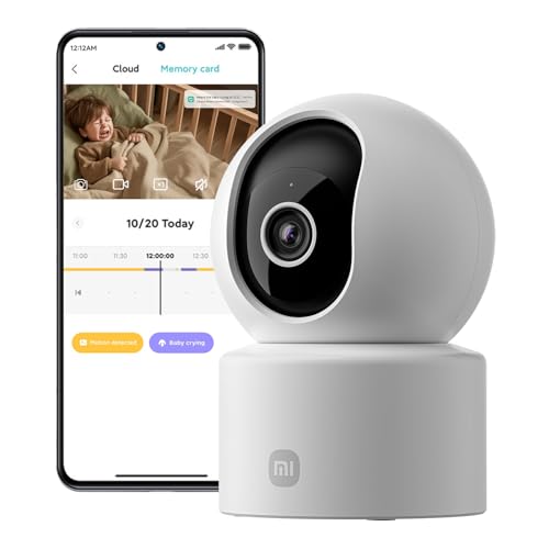 Xiaomi C201 Camara vigilancia WiFi Interior 360° 1080P HD, Camara vigilancia Bebe, WiFi 6, Cubierta Física de Lente, Visión Nocturna en Color, Audio Bidireccional, Compatible con Alexa y Google