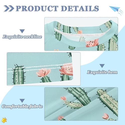 ALAZA Kids Rash Guard Girls Toddler Swim Shirts Short Sleeve Cactus Flower UPF 50+ 3T3