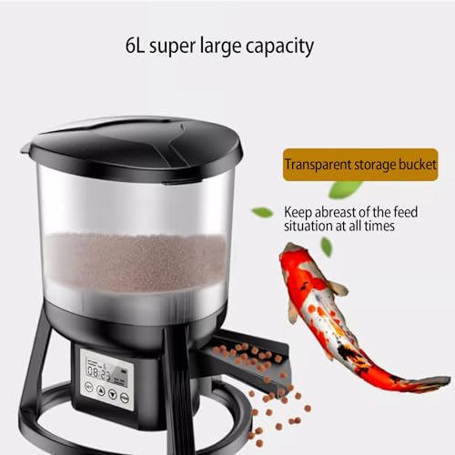 Mangiatoia automatica per pesci da 6 litri con display LCD, design impermeabile, spray a 3 velocità, 6 modalità di temporizzazione per stagni e acquari, adatta per pellet da 3-10 mm