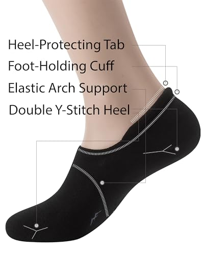 Pro Mountain Wide Toe Box No Show Running Socks For Health Unisex Arch Support Athletic Workout Heel Tab 6 Pack Size S to L4