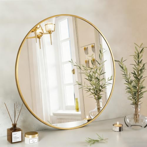 Image of NEWBULIG 30 Inch Round Bathroom Mirror, Wall Mount Vanity Mirror