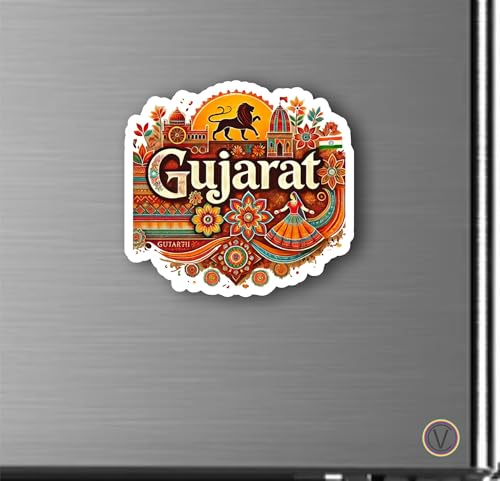 Image of Gujarat Textured Finish Acrylic Fridge Magnet - UV Texture Printed, Stylish Multicolor Magnet for Fridge, Wardrobe & Metal Surfaces, Pack of 1 (Gujarat)