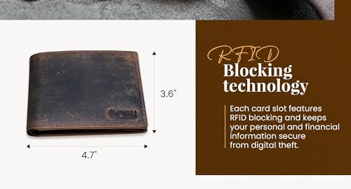 Handmade Leather Wallets for Men | RFID Blocking Bifold Wallet with 8 Card Slots 2 slip in pockets and 2 ID Windows4