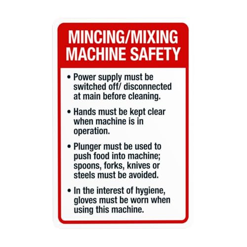 MincingMixing Machine - Señales de advertencia de seguridad para maquinaria de mezcla, para negocios, oficina, carretera, hogar, calle, pared, decoración personalizada, fácil de montar, 20 x 30 cm