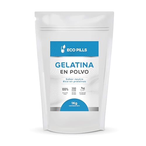 Gelatina en Polvo 1 kg, Sin Sabor, 200 Bloom, 100% Pura, Alta en Proteínas, Fácil de Disolver, Ideal para Repostería, Postres, Batidos, Caldos y Sopas (1Kg)