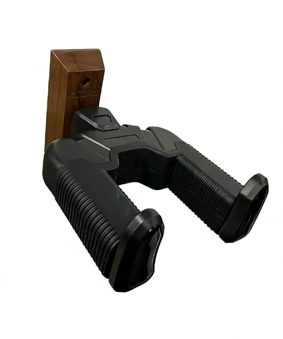 STRICH STRCH Soporte de pared para guitarra Gravity Wall, soporte para guitarra en forma de U de nogal, con bloqueo automático, apto para guitarras acústicas y eléctricas, banjo y bajo (pack de 2)