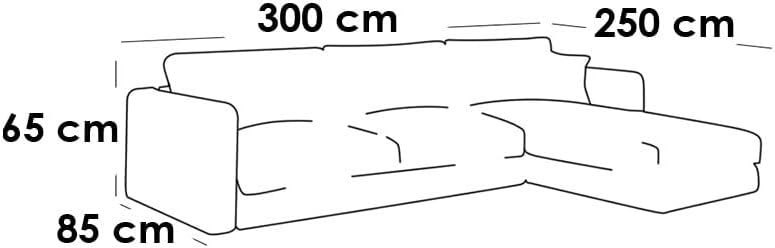 كنبة زاوية رُكنة على شكل حرف L تنجيد مريح - اللون أبيض - مقاس 300 / 250 × 85 × 65 سم