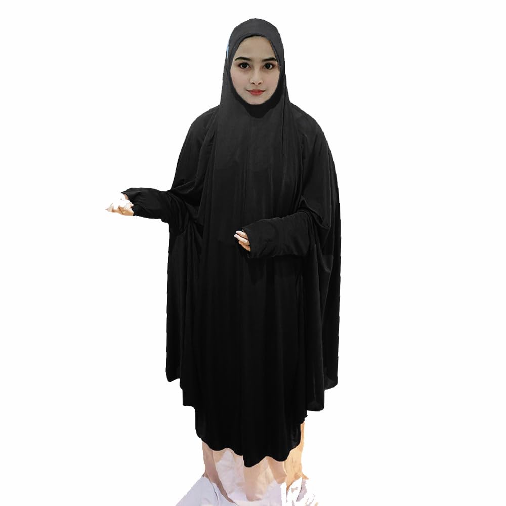Ladies Abaya Mukena Telekung Black Overhead Sleeves 2 Piece Blouse Women Gift Ramadan Eid Prayer Modest Cloth