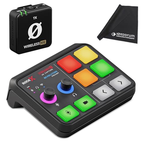 Rode Streamer X   Interfaz de streaming + micrófono inalámbrico WIME TX + paño de microfibra keepdrum