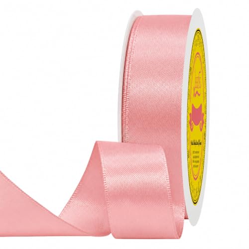 Image of Double Face Dusty Pink Satin Ribbon 7 /8 Inch X 100 Yards Polyester Ribbon for Gift Wrapping Very Suitable for Weddings Party Hair Bow Invitation Decorations and More