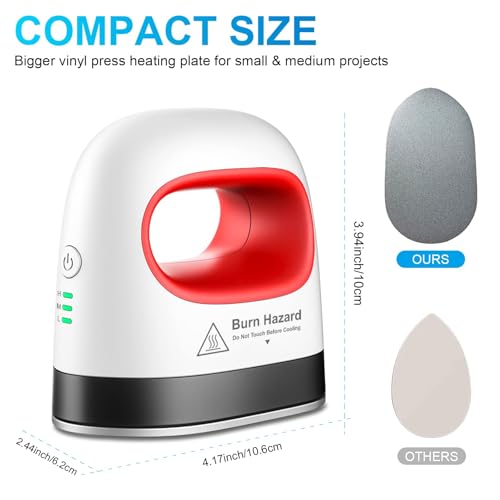 Mefine Mini Transferpresse Hitzepresse Maschine DIY Heißpresse mit 3 Heizstufen Tragbare Heat Press Machine Druckmaschine für T-Shirts, Hüte, Schuhe Taschen (Grün&Weiß) (Rot)