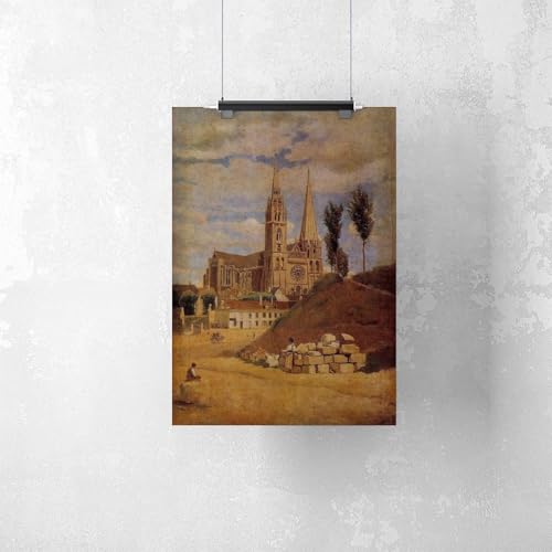 Cathédrale de Chartres Corot impression toile déco murale 30x45cm - 2