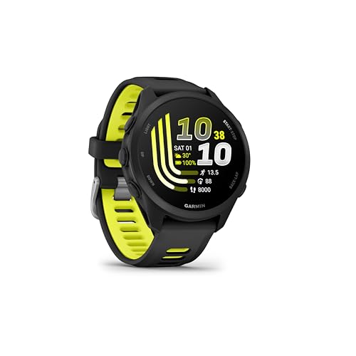 Image of Garmin Forerunner 170 Music, GPS Running Smartwatch, Advanced Training Metrics and Recovery Insights Plus Music Storage, Black with Black /Amp Yellow Band