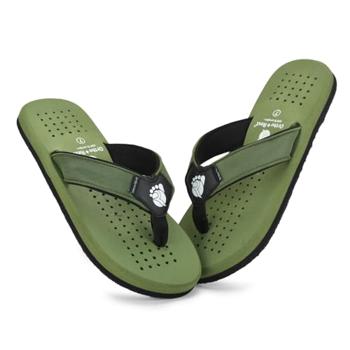 Image of Ortho + Rest Men's Flip Flops, Slippers For Men Daily Use | Soft Cushioned, Anti Skid, Lightweight Casual Chappal, Orthopedic Diabetic Comfortable Footwear, Breathable Cushion Flipflops
