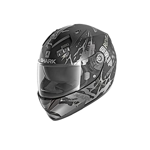 SHARK NC Casco per Moto, Hombre, Negro/Gris, M